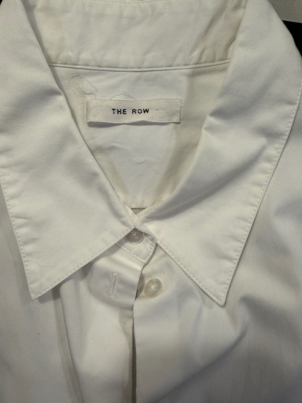 THE ROW; LONG SLEEVE BUTTON DOWN SHIRT, SIZE 14, WHITE 96%COTTON 4% ELASTINE